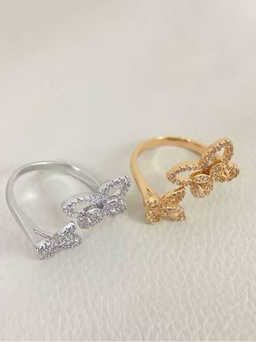 Pavé Butterfly Ring in Gold or Silver